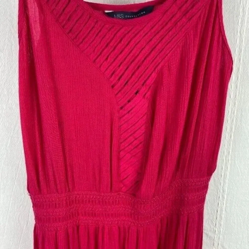 Marks & Spencer M&S Collection Hot Pink Sleeveless Flowy Beach Dress Size 6 - Picture 4 of 10